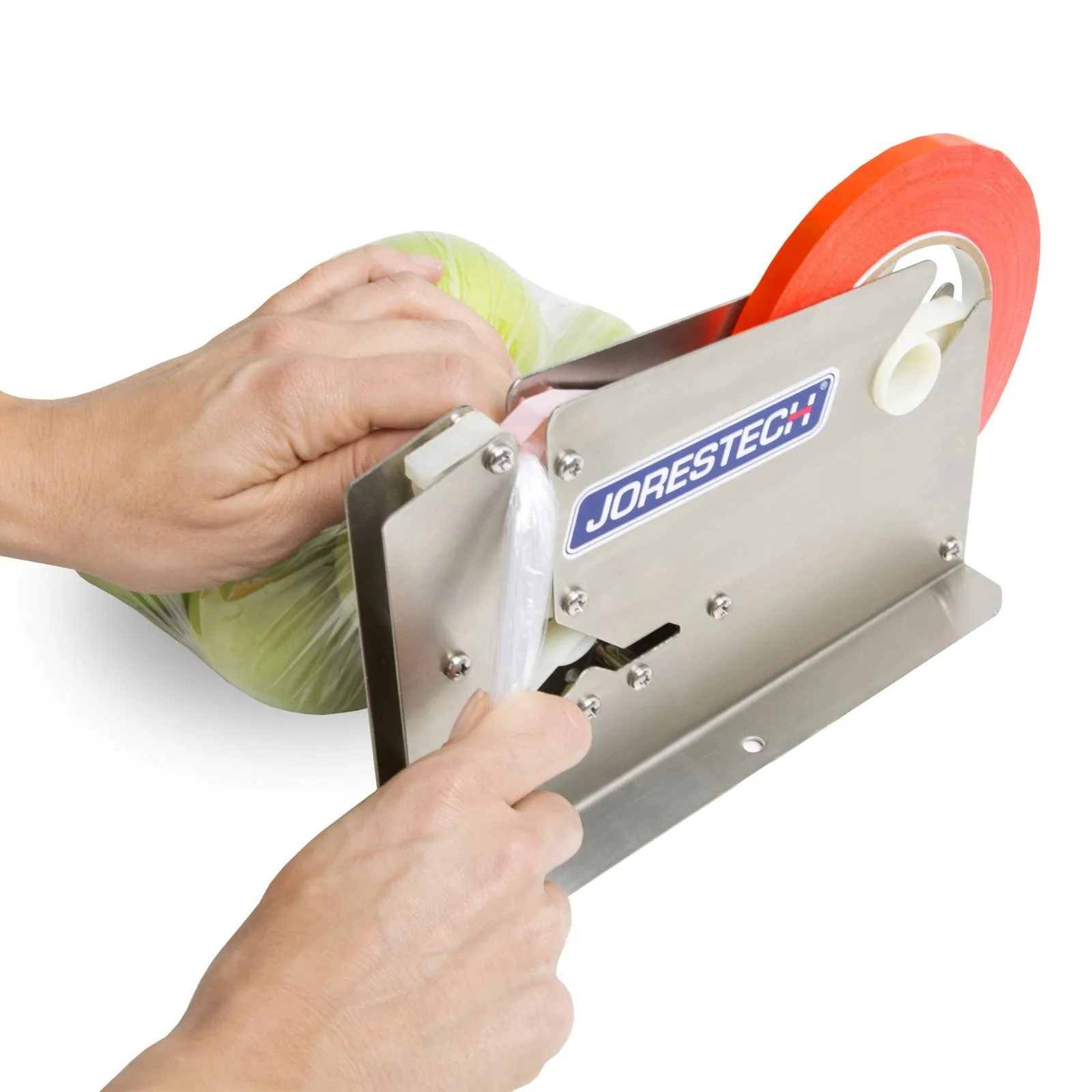 Taponador manual portátil de acero inoxidable para cuello de bolsas para cerrar bolsas con cinta autoadhesiva