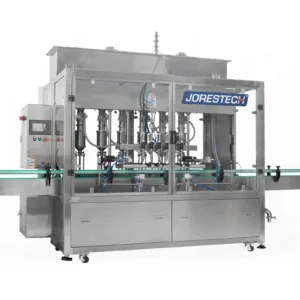 Máquina llenadora de pistón en línea de acero inoxidable de 6 cabezales con transportador de JORES TECHNOLOGIES®