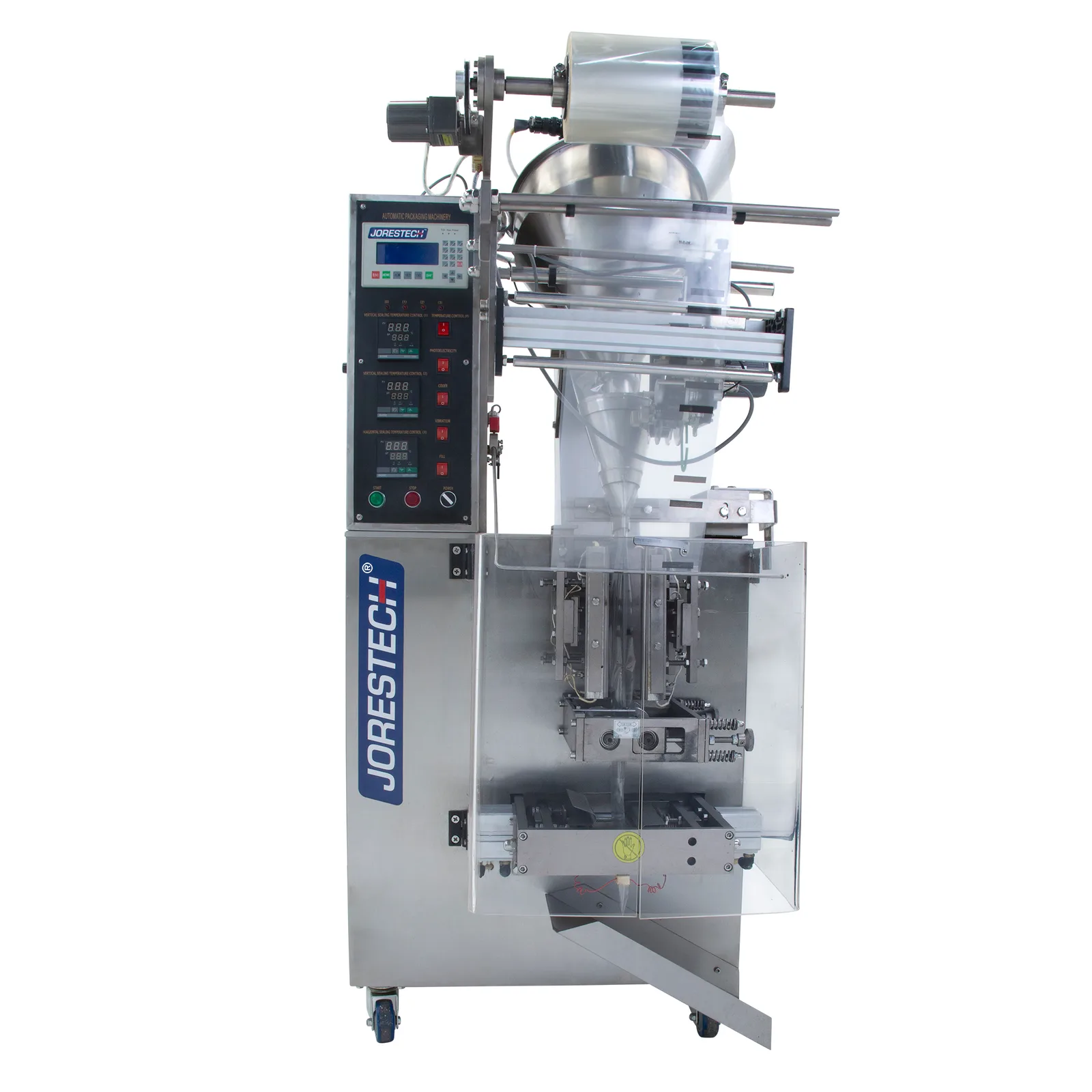 JORES TECHNOLOGIES® VFFS Máquina vertical de formado, llenado y sellado para envasar polvos en bolsas sachet.