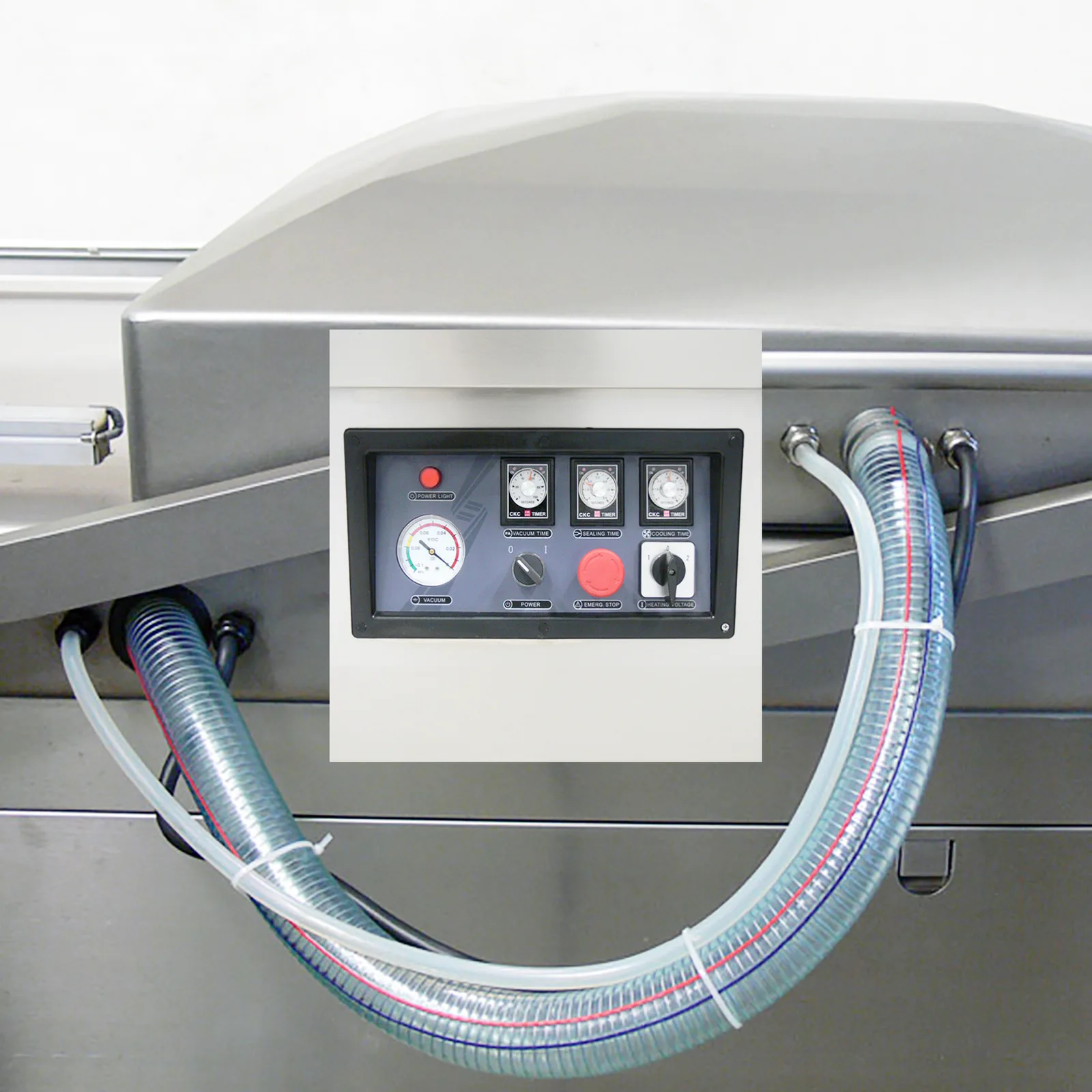 Selladora de vacío comercial de doble cámara con barras de sellado de 32” - 220 V