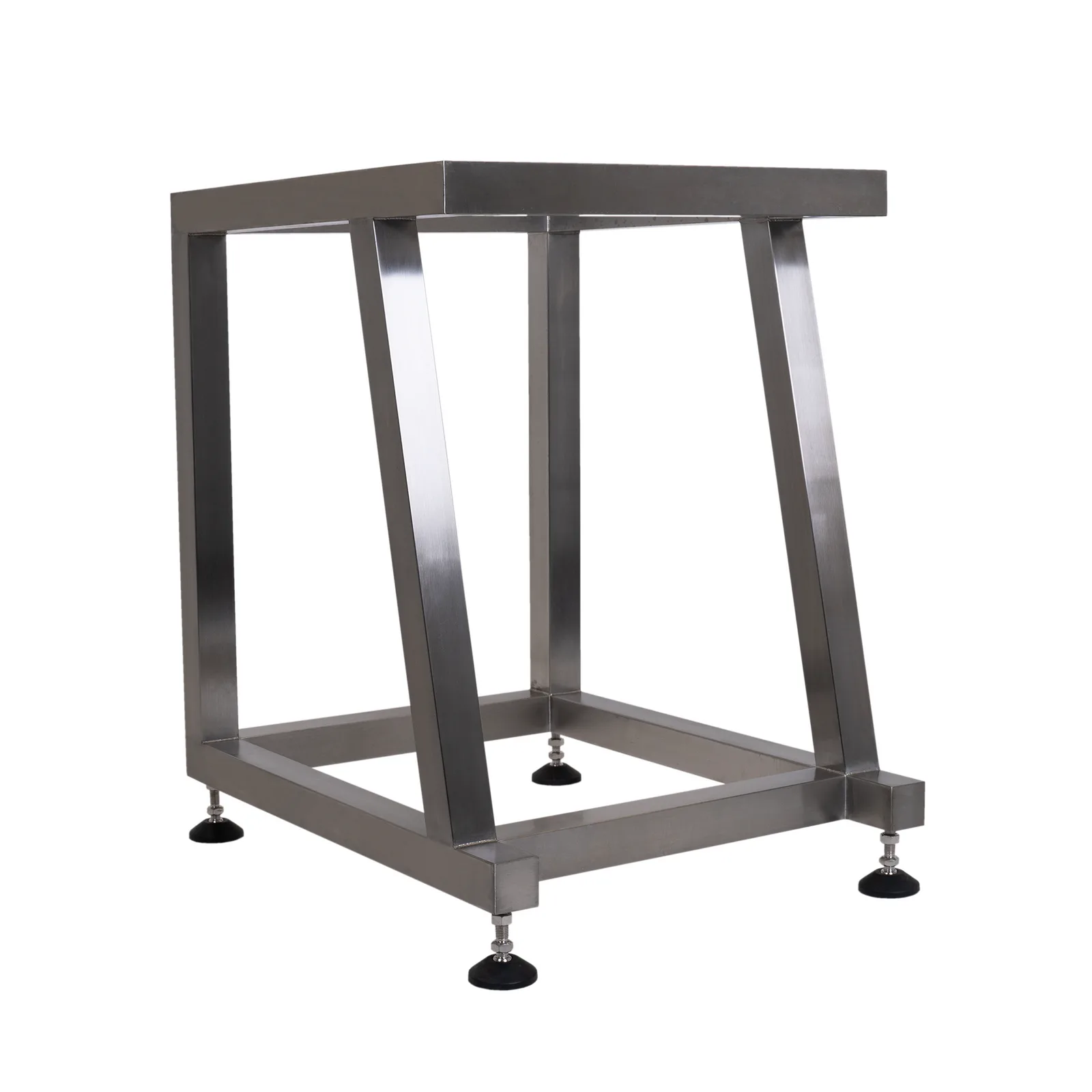 Vista diagonal del soporte de acero inoxidable para la pesadora lineal 403 de JORES TECHNOLOGIES®. Base para pesadora lineal