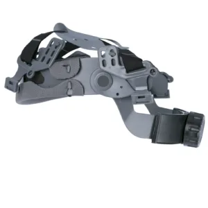 Vista lateral del sistema de reemplazo de suspensión de trinquete de 4 puntos gris para casco de seguridad JORESTECH® 01