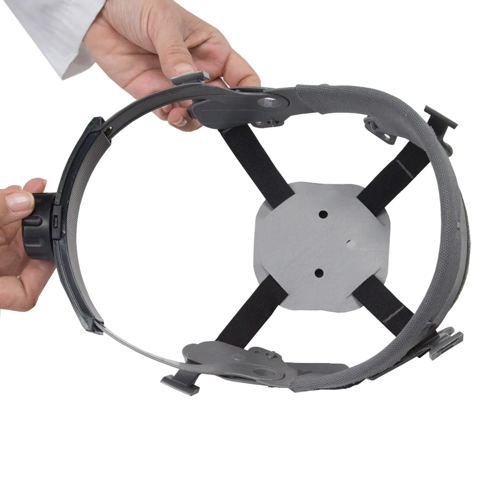 Vista superior del sistema de reemplazo de suspensión de trinquete de 4 puntos para casco de seguridad JORESTECH® 01