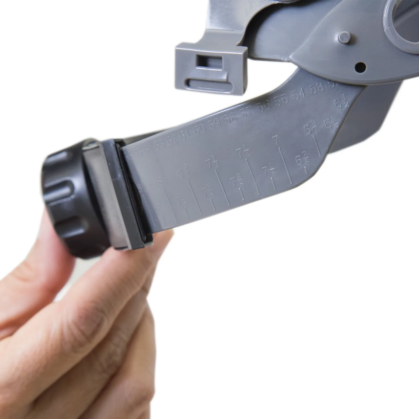 Primer plano que muestra el mecanismo de trinquete o cierre de la suspensión para cascos JORESTECH