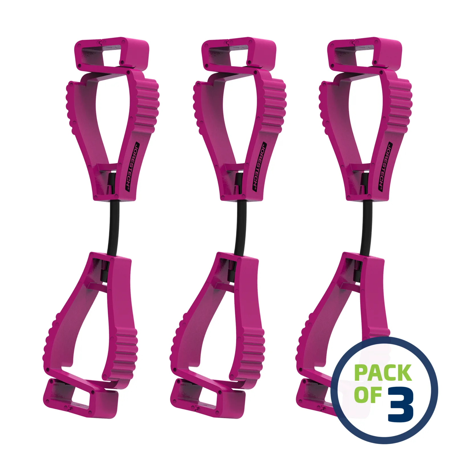 Set de 3 sujetadores de seguridad para guantes con clip rosa