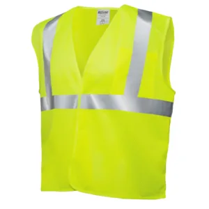 Chaleco de seguridad de alta visibilidad en lima/amarillo con tira reflectante de 2 pulgadas