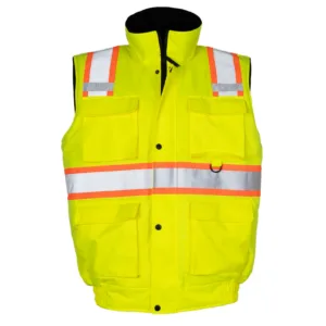 Chaleco de seguridad polar aislante de dos tonos de alta visibilidad con franjas reflectantes