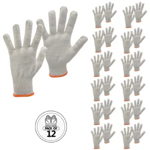 12 pares de guantes blancos de punto de seguridad multipropósito JORESTECH