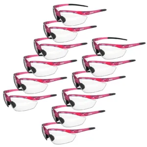 paquete de 12 gafas de seguridad envolventes con puntas flexibles de goma en las patillas